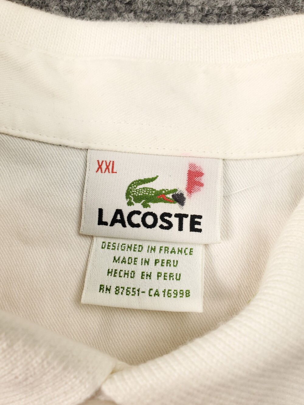 Lacoste Rugby Polo Shirt 2XL Long Sleeve Striped Purple Pink Contrast Collar - Picture 7 of 11